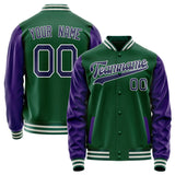 Custom Kelly-Green Purple Solid Color Varsity Letterman Jacket