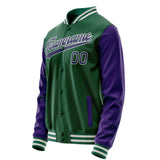 Custom Kelly-Green Purple Solid Color Varsity Letterman Jacket JA02240617ZF229