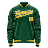 Custom Kelly-Green Gold Solid Color Varsity Letterman Jacket JA02240617ZF230