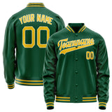 Custom Kelly-Green Gold Solid Color Varsity Letterman Jacket