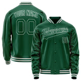 Custom Kelly-Green White Solid Color Varsity Letterman Jacket