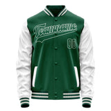 Custom Kelly-Green White Solid Color Varsity Letterman Jacket JA02240617ZF233