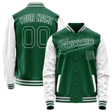 Custom Kelly-Green White Solid Color Varsity Letterman Jacket