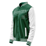 Custom Kelly-Green White Solid Color Varsity Letterman Jacket JA02240617ZF233