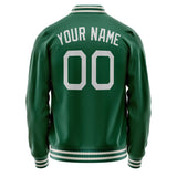 Custom Kelly-Green Gray Solid Color Varsity Letterman Jacket JA02240617ZF235