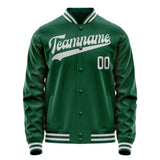 Custom Kelly-Green Gray Solid Color Varsity Letterman Jacket JA02240617ZF235