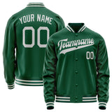 Custom Kelly-Green Gray Solid Color Varsity Letterman Jacket JA02240617ZF235