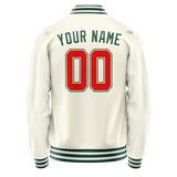 Custom Cream Kelly-Green Solid Color Varsity Letterman Jacket JA02240617JC094