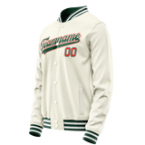 Custom Cream Kelly-Green Solid Color Varsity Letterman Jacket JA02240617JC094
