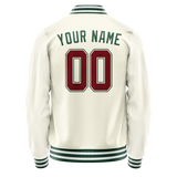 Custom Cream Kelly-Green Solid Color Varsity Letterman Jacket JA02240617JC105
