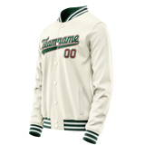 Custom Cream Kelly-Green Solid Color Varsity Letterman Jacket JA02240617JC105