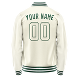 Custom Cream Kelly-Green Solid Color Varsity Letterman Jacket JA02240617JC099
