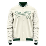Custom Cream Kelly-Green Solid Color Varsity Letterman Jacket JA02240617JC099