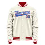 Custom Cream Red Solid Color Varsity Letterman Jacket JA02240617JC110