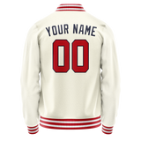 Custom Cream Red Solid Color Varsity Letterman Jacket JA02240617JC116