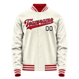 Custom Cream Red Solid Color Varsity Letterman Jacket JA02240617JC116