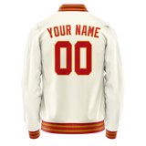 Custom Cream Orange Solid Color Varsity Letterman Jacket JA02240617JC101