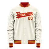 Custom Cream Orange Solid Color Varsity Letterman Jacket JA02240617JC101
