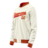 Custom Cream Orange Solid Color Varsity Letterman Jacket JA02240617JC101