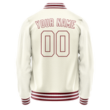 Custom Cream Red Solid Color Varsity Letterman Jacket JA02240617JC089