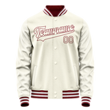 Custom Cream Red Solid Color Varsity Letterman Jacket JA02240617JC089