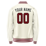 Custom Cream Red Solid Color Varsity Letterman Jacket JA02240617JC093