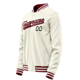 Custom Cream Red Solid Color Varsity Letterman Jacket JA02240617JC093
