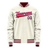 Custom Cream Red Solid Color Varsity Letterman Jacket JA02240617JC103