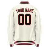 Custom Cream Black Solid Color Varsity Letterman Jacket JA02240617JC088