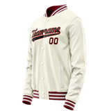 Custom Cream Black Solid Color Varsity Letterman Jacket JA02240617JC088