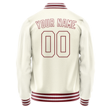 Custom Cream Crimson Solid Color Varsity Letterman Jacket JA02240617JC114