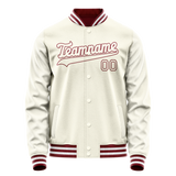 Custom Cream Crimson Solid Color Varsity Letterman Jacket JA02240617JC114