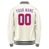 Custom Cream Purple Solid Color Varsity Letterman Jacket JA02240617JC104