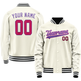 Custom Cream Purple Solid Color Varsity Letterman Jacket