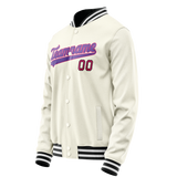 Custom Cream Purple Solid Color Varsity Letterman Jacket JA02240617JC104