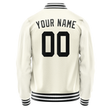 Custom Cream Black Solid Color Varsity Letterman Jacket JA02240617JC111