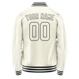 Custom Cream Black Solid Color Varsity Letterman Jacket JA02240617JC112