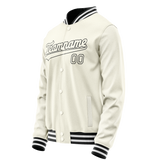Custom Cream Black Solid Color Varsity Letterman Jacket JA02240617JC112