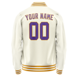 Custom Cream Purple Solid Color Varsity Letterman Jacket JA02240617JC117
