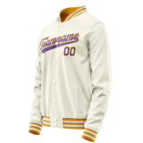 Custom Cream Purple Solid Color Varsity Letterman Jacket JA02240617JC117