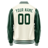 Custom Cream Kelly-Green Solid Color Varsity Letterman Jacket JA02240617JC097
