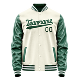 Custom Cream Kelly-Green Solid Color Varsity Letterman Jacket JA02240617JC097