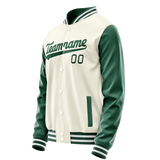 Custom Cream Kelly-Green Solid Color Varsity Letterman Jacket JA02240617JC097