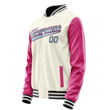 Custom Cream Pink Solid Color Varsity Letterman Jacket JA02240617JC108