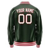 Custom Green White Solid Color Varsity Letterman Jacket JA02240617JG180