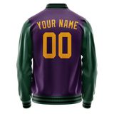Custom Purple Kelly-Green Solid Color Varsity Letterman Jacket JA02240617KZ367