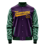 Custom Purple Kelly-Green Solid Color Varsity Letterman Jacket JA02240617KZ367