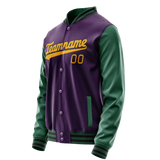 Custom Purple Kelly-Green Solid Color Varsity Letterman Jacket JA02240617KZ367