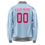 Custom Light-Blue Pink Solid Color Varsity Letterman Jacket JA02240617JC238