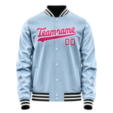 Custom Light-Blue Pink Solid Color Varsity Letterman Jacket JA02240617JC238